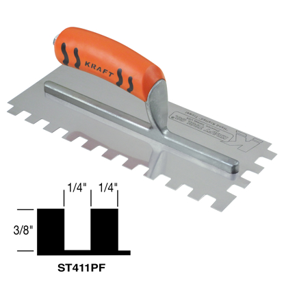 Picture of 1/4" x 3/8" x 1/4" Square-Notch Trowel with ProForm® Handle