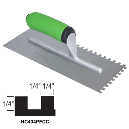 Picture of Hi-Craft® 1/4" x 1/4" x 1/4" Square-Notch Trowel with Soft Grip Handle