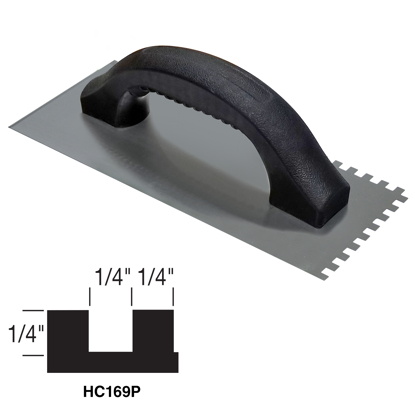 Picture of Hi-Craft® 1/4" x 1/4" x 1/4" Square-Notch Trowel with Plastic Handle