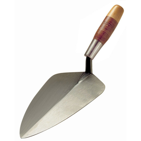 Picture of 10” Narrow Round Heel Brick Trowel with Leather Handle