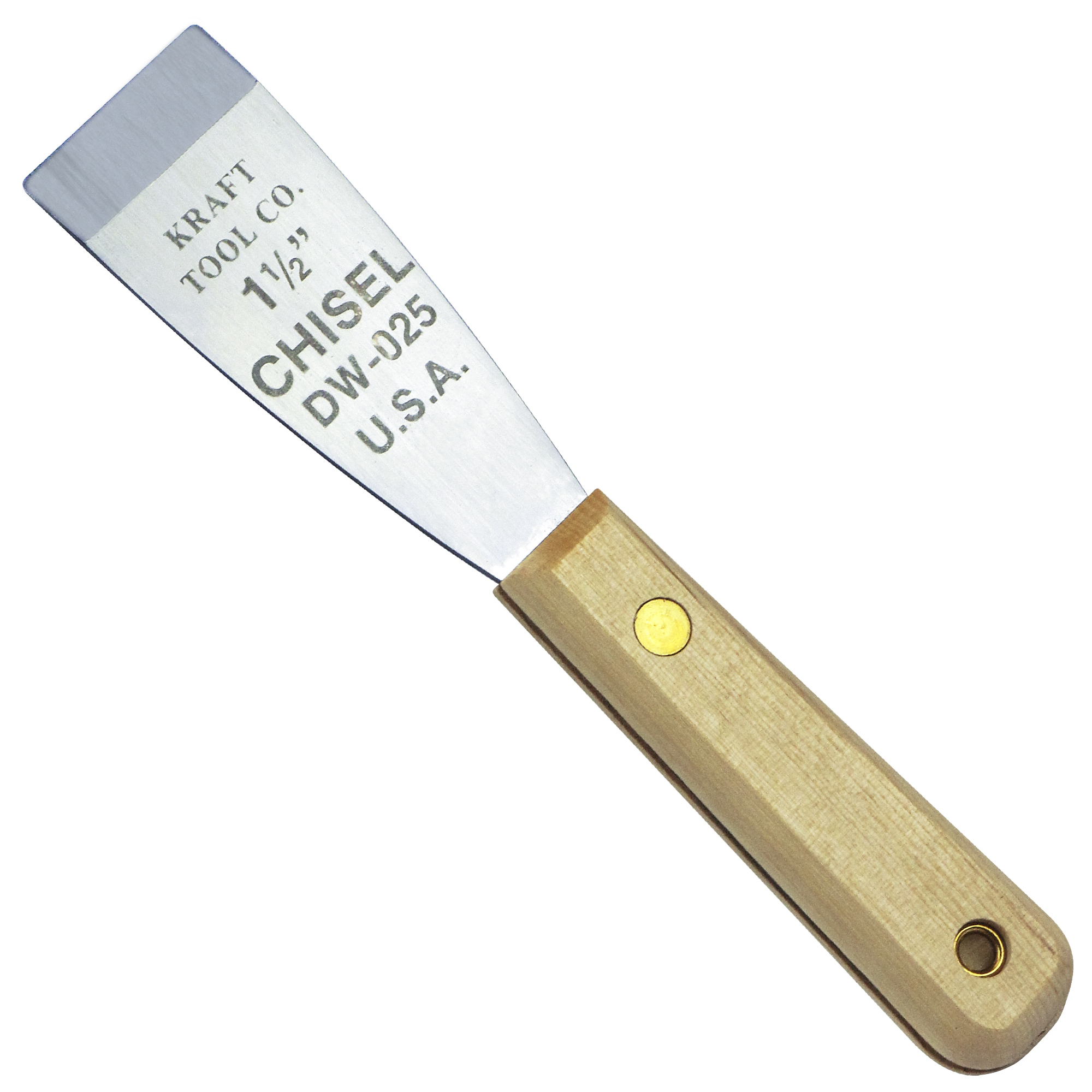 Kraft Tool Co 11/2" Heavy Stainless Steel "Chisel" Scraper