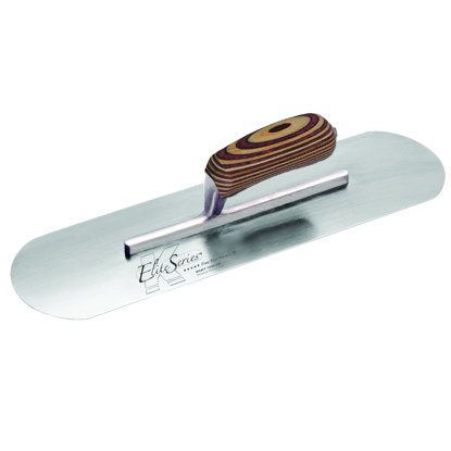 Picture of Elite Series Five Star™ 14" x 4" Carbon Steel Pool Trowel with Laminated Wood Handle on a Short Shank