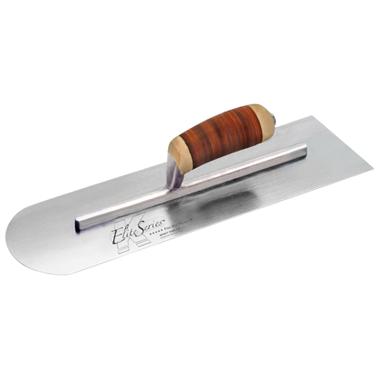 Picture of Elite Series Five Star™ 16" x 4" Carbon Steel Round Front/Square Back Trowel with Leather Handle