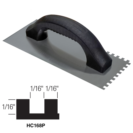 Picture of Hi-Craft® 1/16" x 1/16" x 1/16" Square-Notch Trowel with Plastic Handle