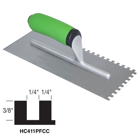 Picture of Hi-Craft® 1/4" x 3/8" x 1/4" Square-Notch Trowel with Soft Grip Handle