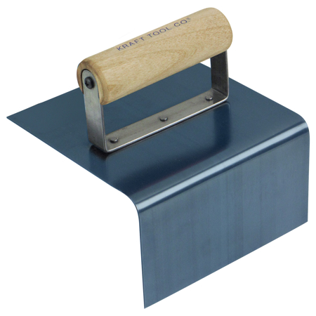 Picture of 6" x 6" x 3-1/2"  1/4"R Blue Steel Outside Step Tool with Batter with Wood Handle