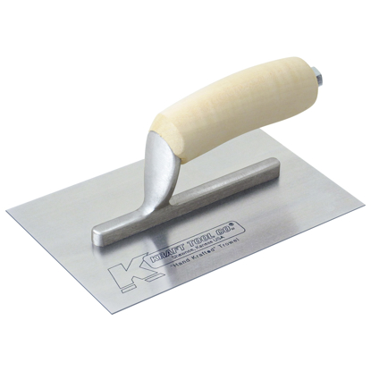 Picture of 6-1/2" x 5" Carbon Steel Midget Finishing Trowel with Camel Back Wood Handle