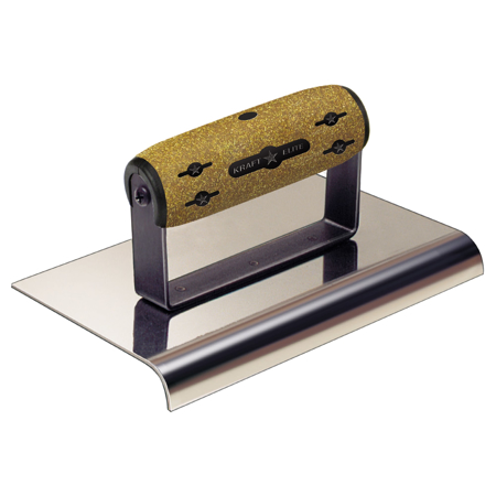 Picture of 9" x 5" 1/2"R Elite Series Five Star™ NY Stainless Steel Highway Edger with Cork Handle