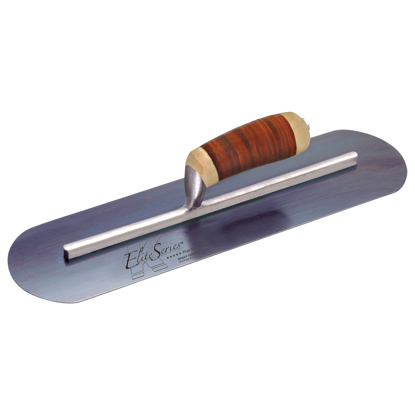 Picture of Elite Series Five Star™ 18" x 4" Blue Steel Pool Trowel with Leather Handle on a Long Shank
